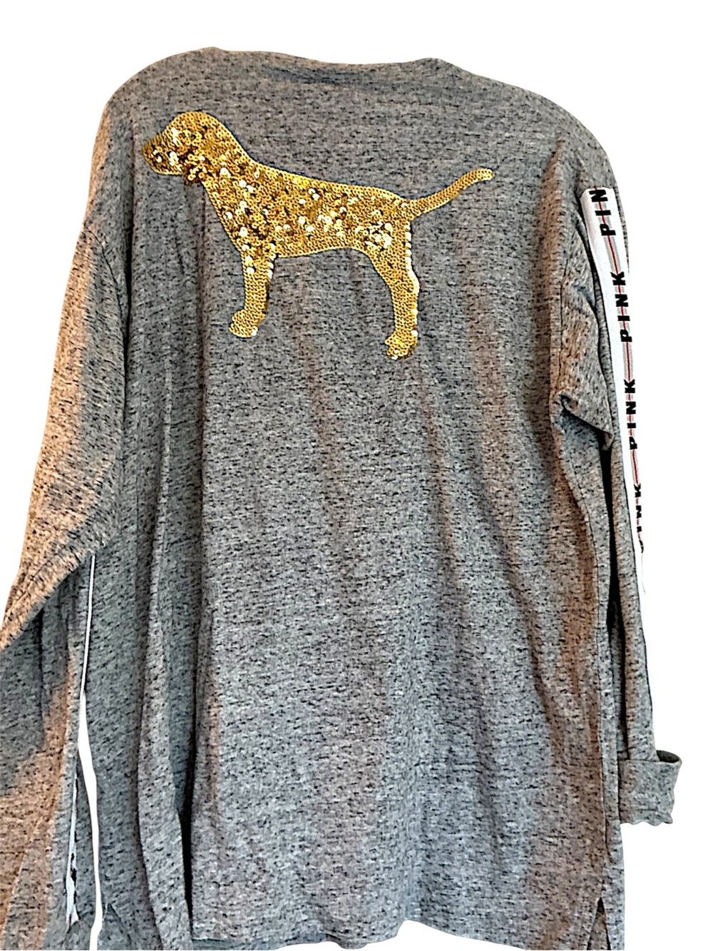 PINK Victoria's Secret Heather Gray Top with Black Logo Tag